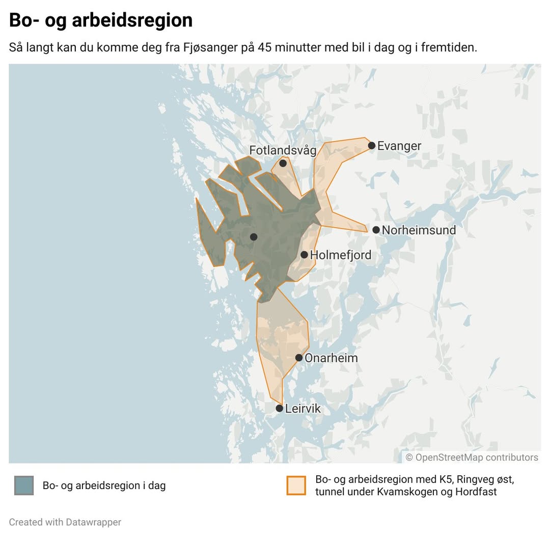 Kart over bu- og arbeidsregion